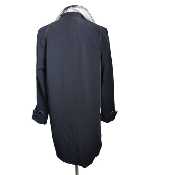 Jones New York Womens Long Black Coat Size M Single Breasted Lightweight Overcoa - Picture 5 of 16